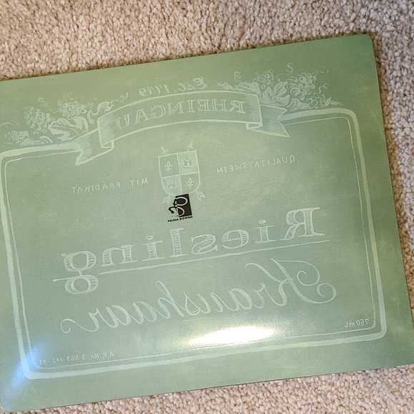 Wine And Cheese Tray Staehleng Rheingau Riesling Green Glass Label Tray EUC - Picture 2 of 2